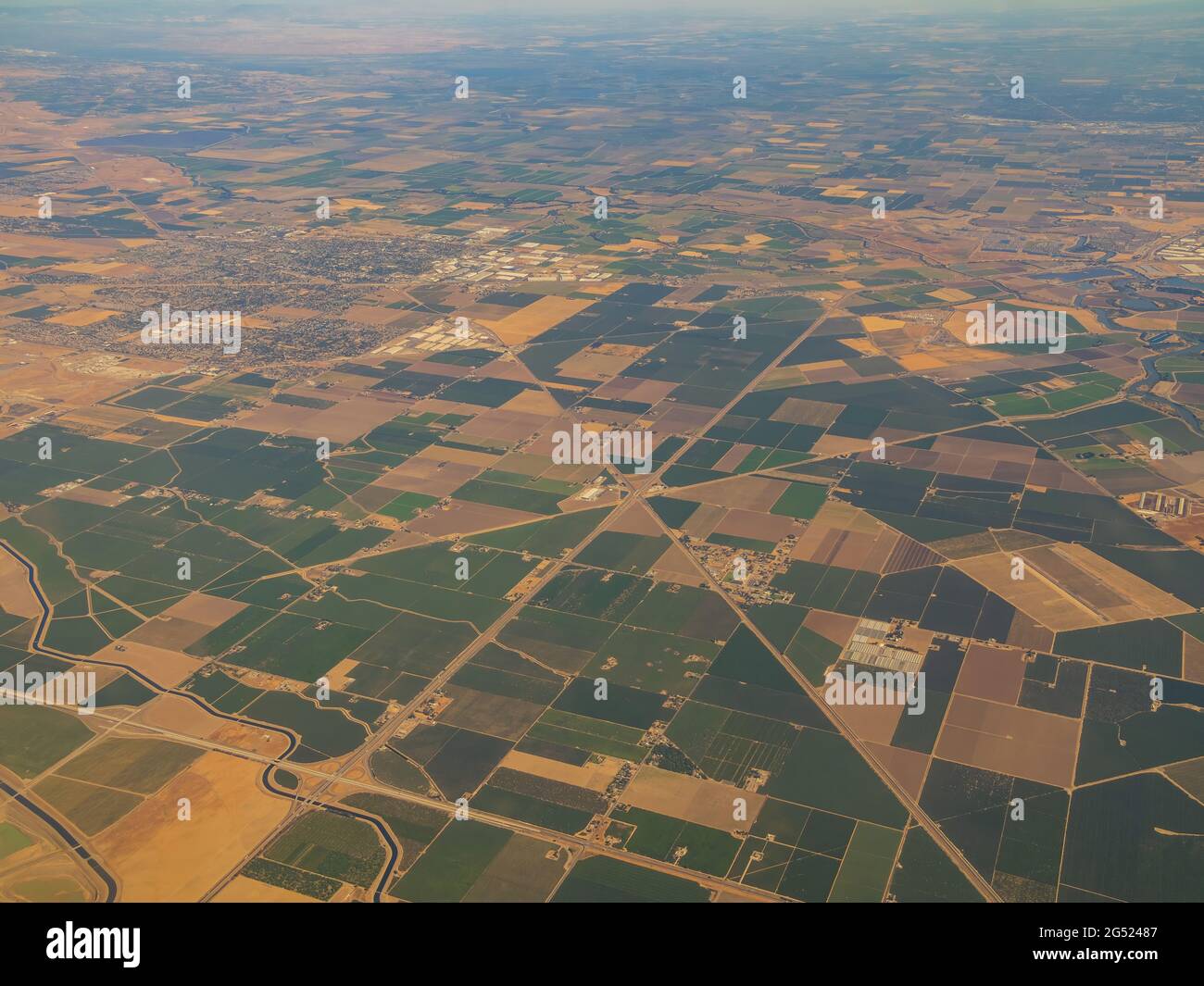 Luftaufnahme des Highway 5, San Joaquin County in Kalifornien Stockfoto