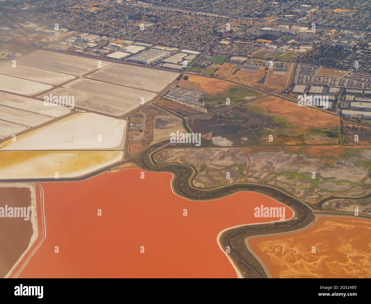 Luftaufnahme des Don Edwards San Francisco Bay National Wildlife Refuge in San Francisco, Kalifornien Stockfoto