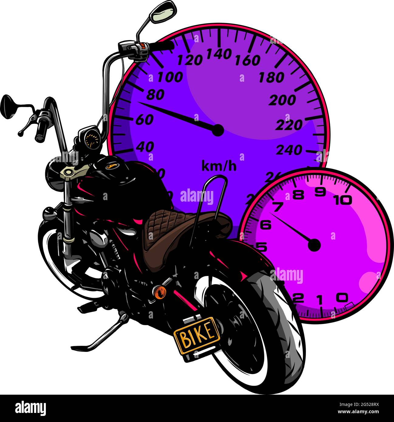 Vektor Custom Bike Motorrad Grafik Poster Illustration. Stock Vektor