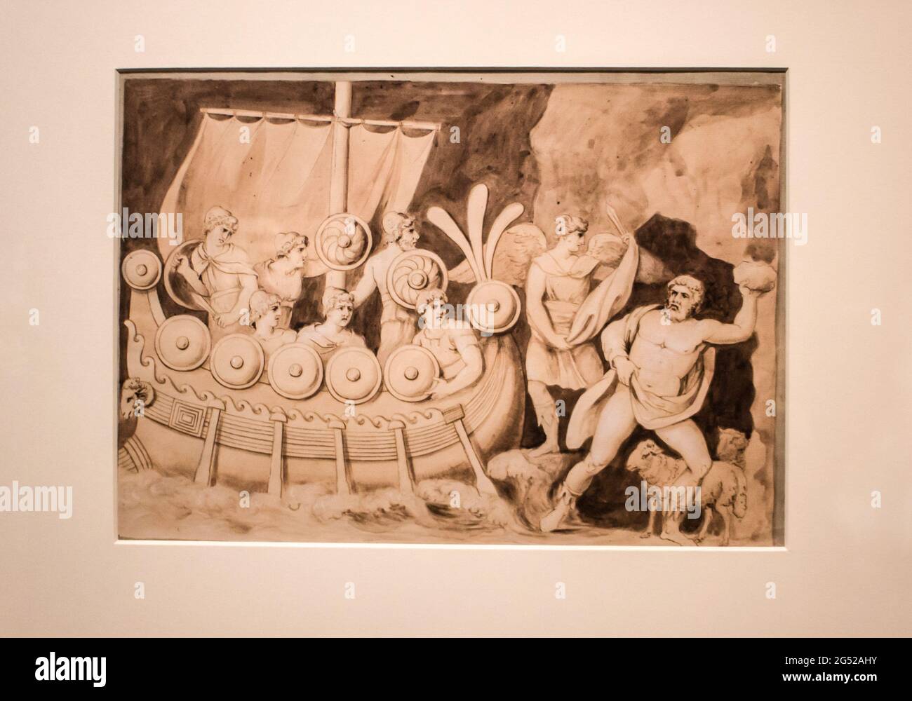 Ulysse in Draguignan : Johann Heinrich Wilhelm TISCHBEIN : Ulysse et ses compagnons fuient Polyphème en direction de leur bateau ca 1805 Stockfoto