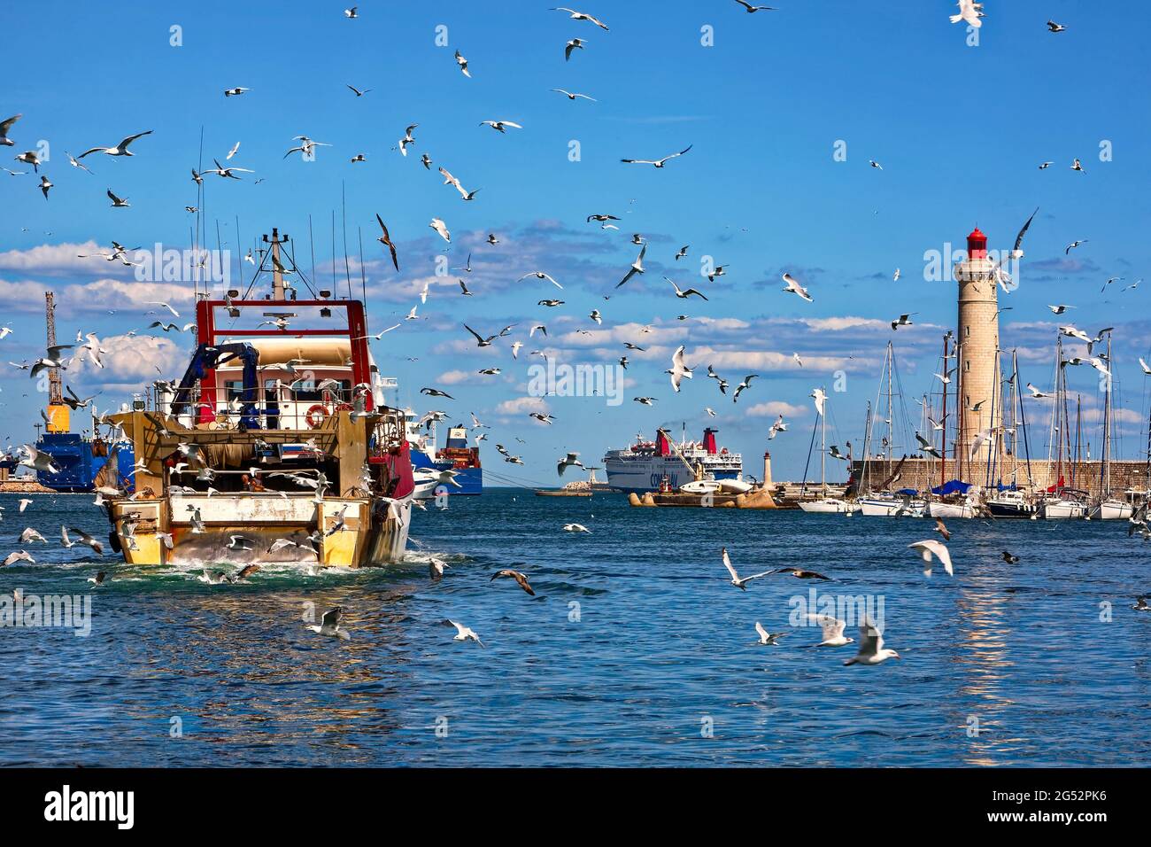 FRANKREICH. AUDE (11) SETE. LEUCHTTURM VON HARBOUR'S Stockfoto