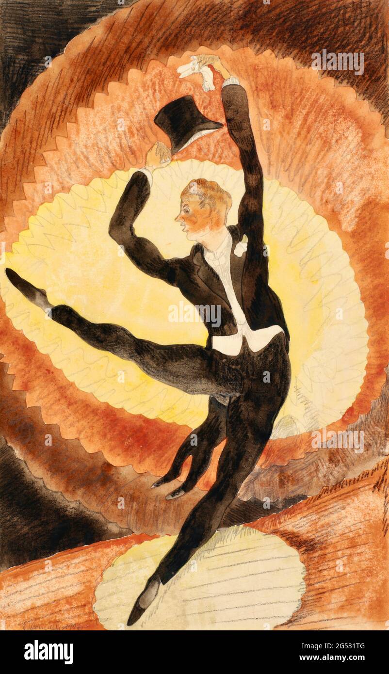 Charles Demuth Kunstwerk mit dem Titel in Vaudeville - akrobatische männliche Tänzerin mit Spitzenhut Stockfoto