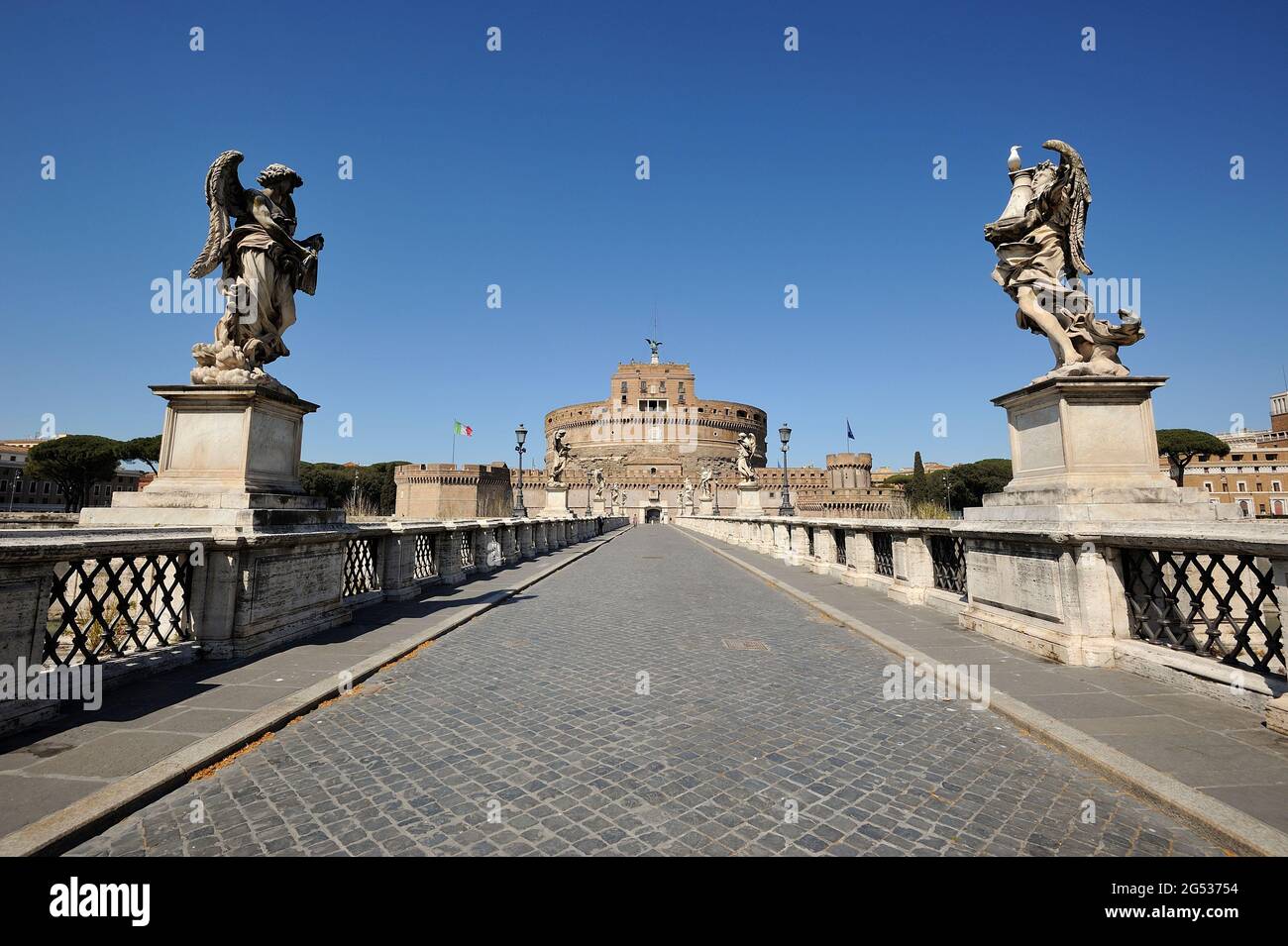 Italien, Rom, Brücke der Engel und Engelsburg Stockfoto