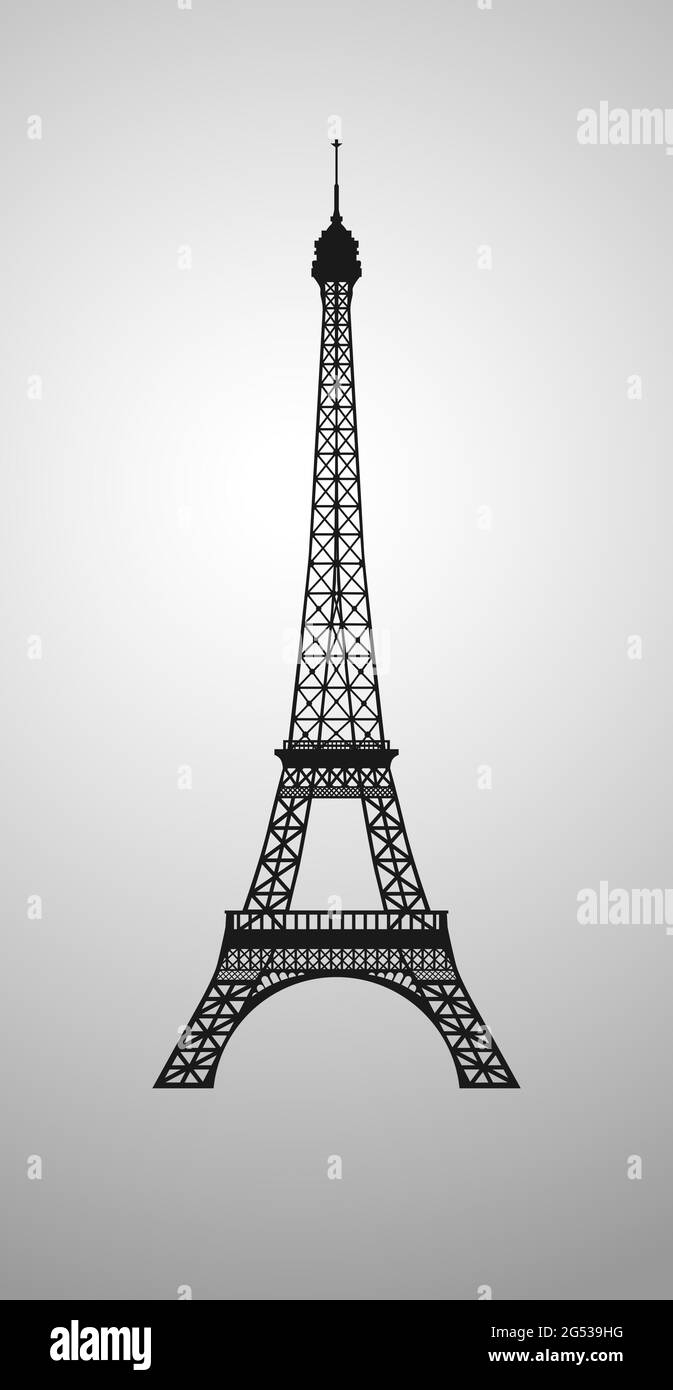 Vektorbild Eiffelturm. Realistische Silhouette. Symbol der Stadt Paris. Isolierte abstrakte Grafik-Design-Vorlage. Nationalfeiertag in Frankreich Gratzen Stock Vektor