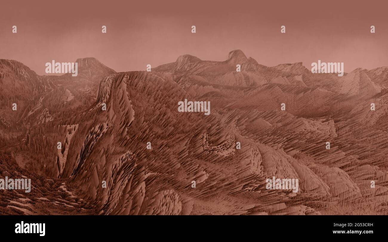 Mars-Landschaft, Science-Fiction-Illustration Stockfoto