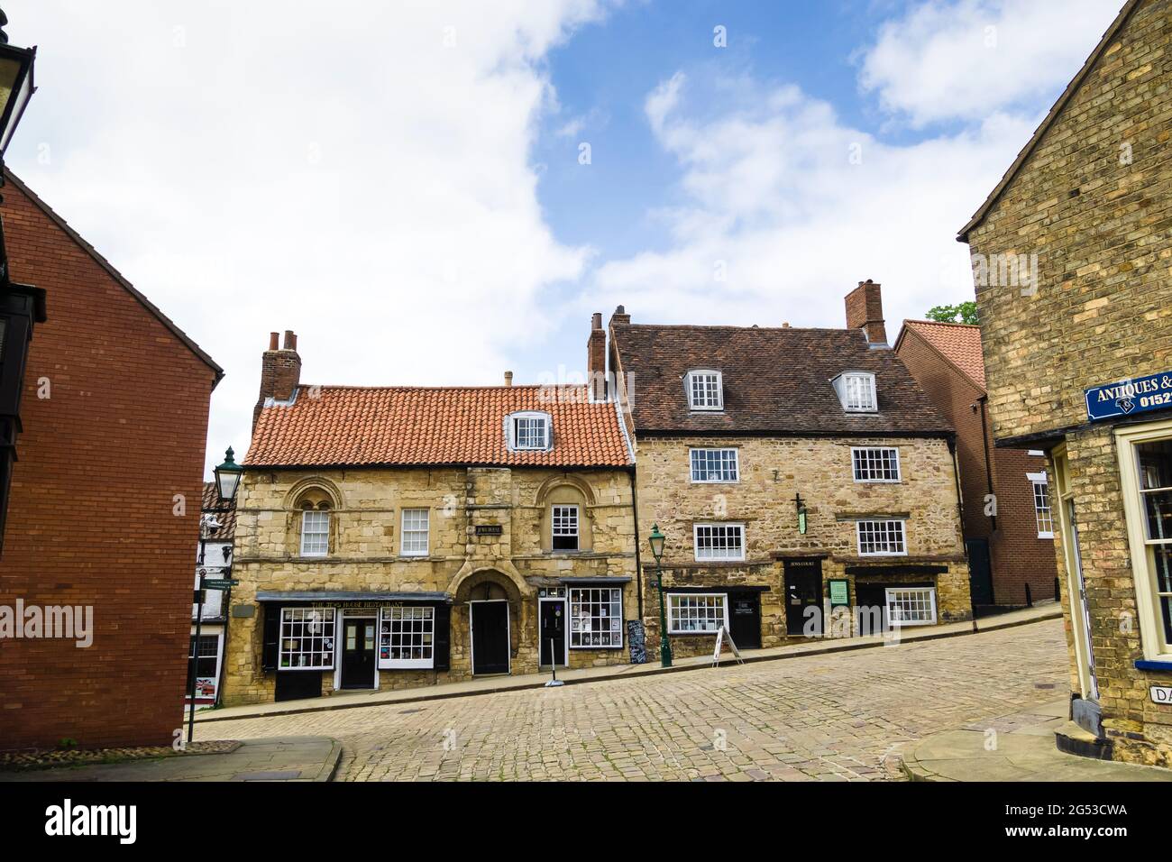 Juden Haus und Juden Gericht Stein gebaut Eigenschaften von Dänen Terrasse Lincoln Stadt 2021 Stockfoto