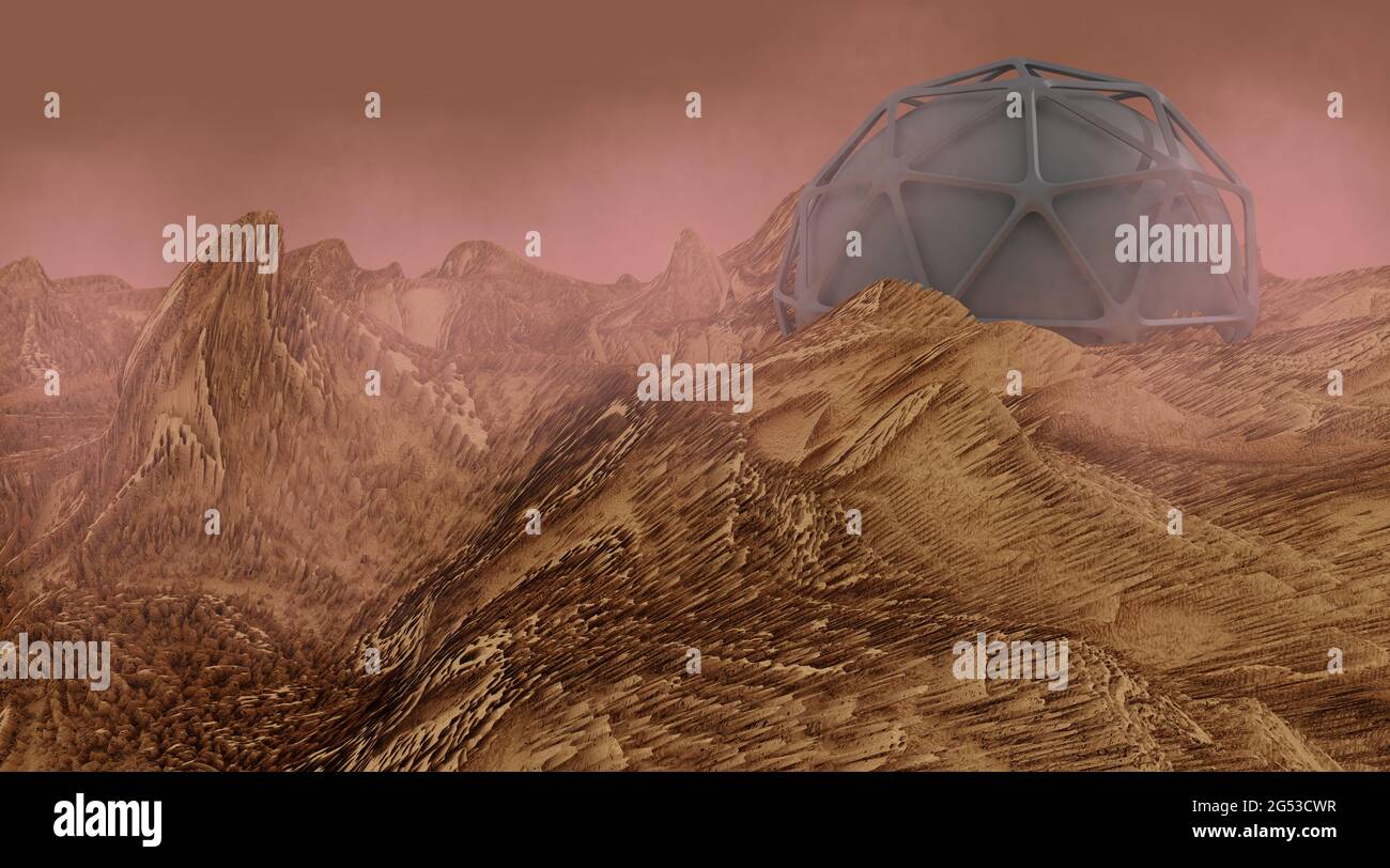 Mars-Landschaft, Science-Fiction-Illustration Stockfoto