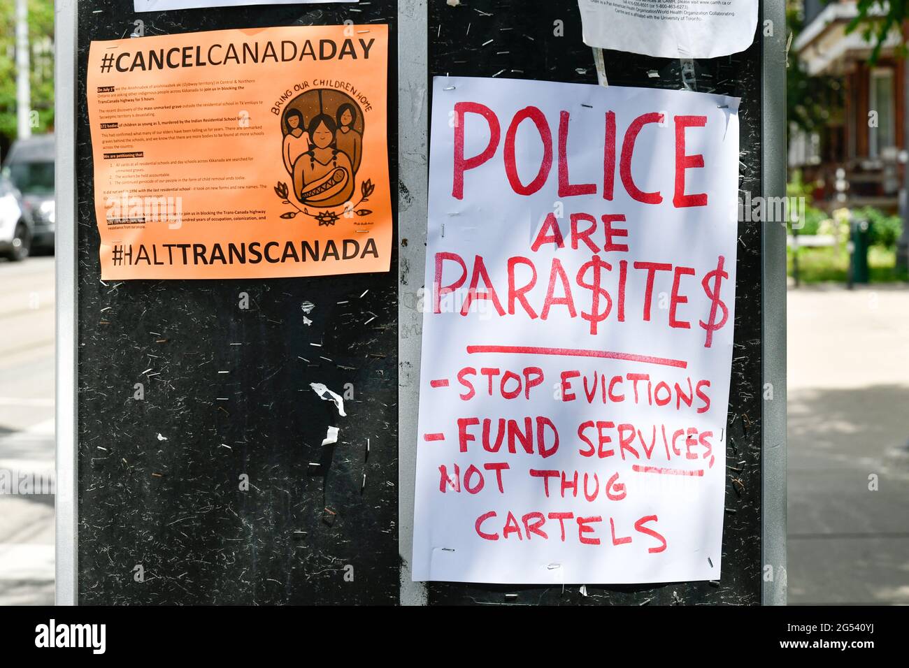 Polizei ist Parasiten, Schild in Toronto, Kanada Stockfoto