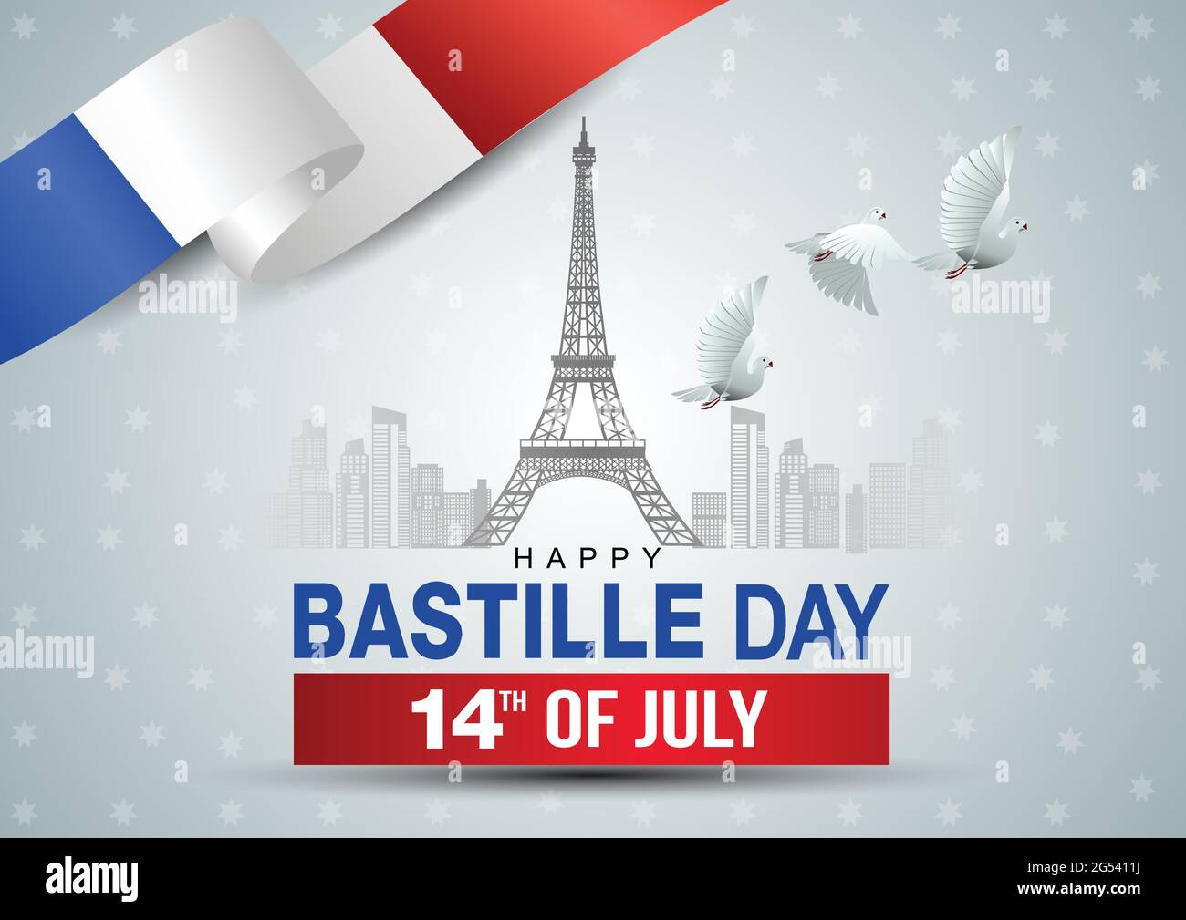 Happy Bastille Day, Poster und Konzeptdesign zum französischen Nationalfeiertag Stock Vektor