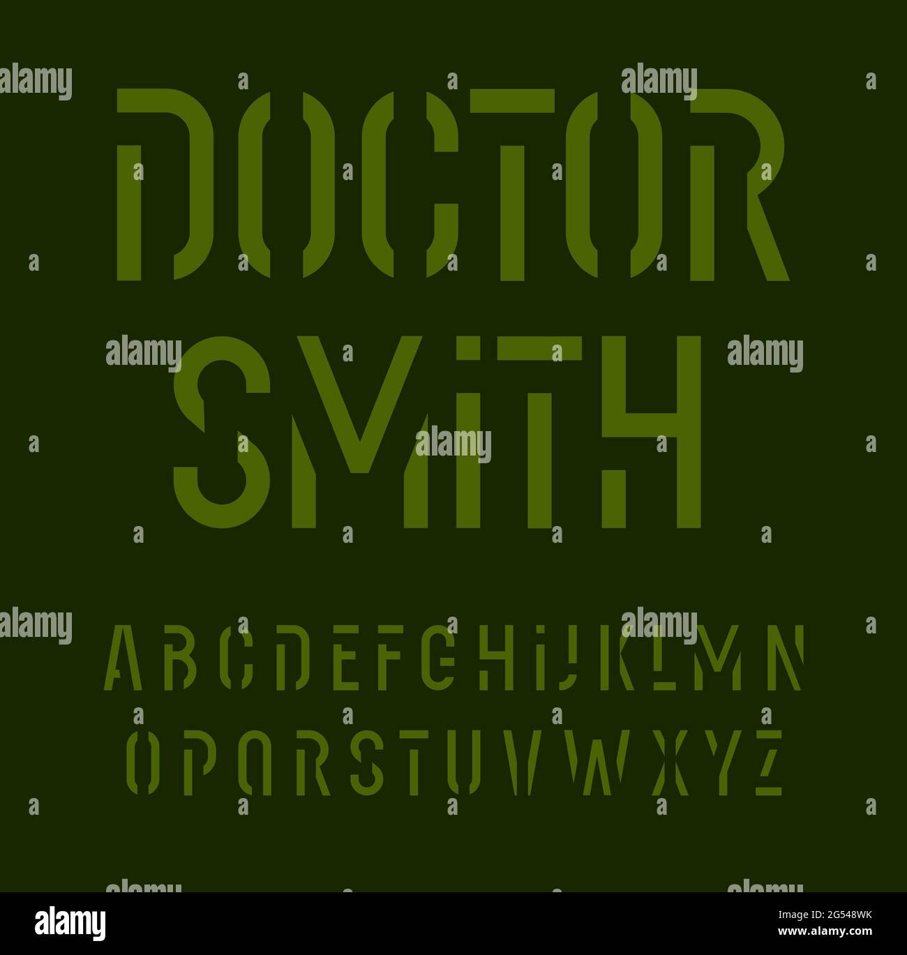 Schablonenschrift Buchstaben. Typografie im militärischen Stil. Urbanes futuristisches typografisches Design. Graffity Buchstaben-Set für T-Shirt-Logo, Armee Graffity Stock Vektor