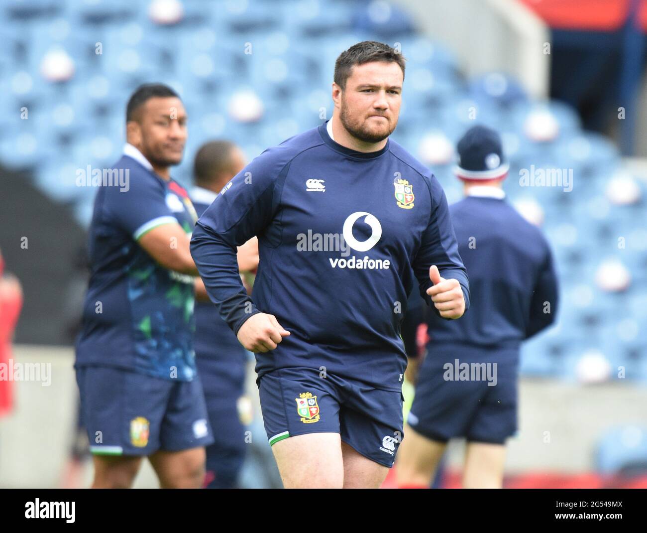 BT Murrayfield .Edinburgh.Schottland Großbritannien. 25. Juni-21 British & Irish Lions Training Session für Japan Match Scot Zander Fagerson während des Trainings. Kredit: eric mccowat/Alamy Live Nachrichten Stockfoto