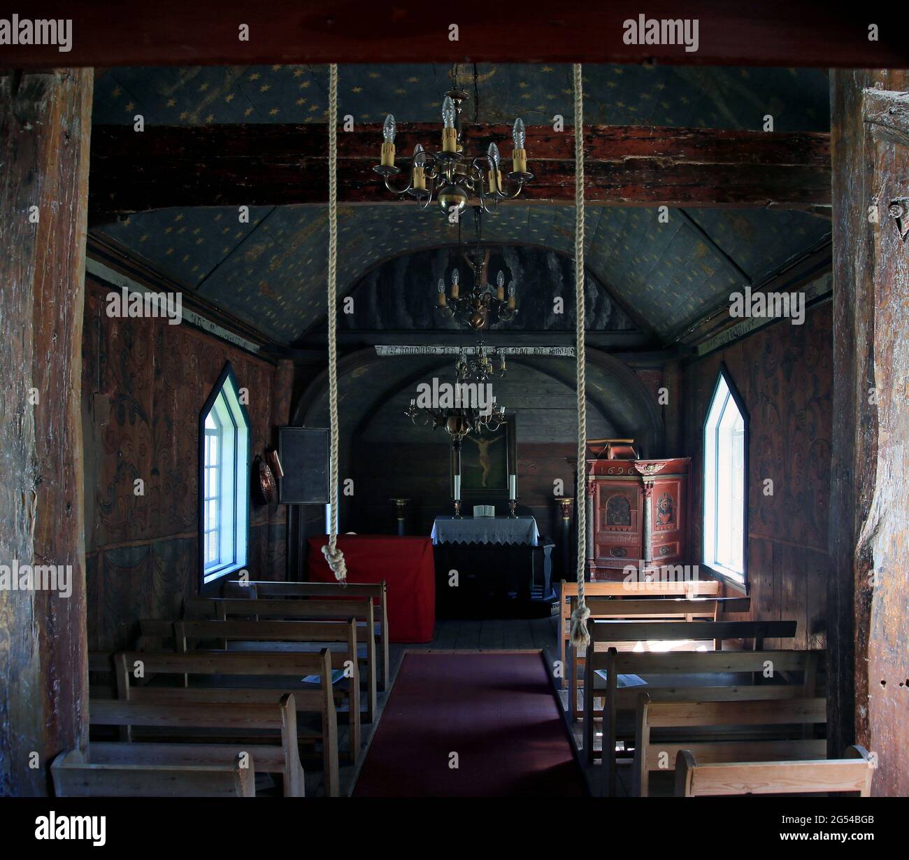 Stabkirche Undredal, die kleinste Kirche in Europa Stockfoto