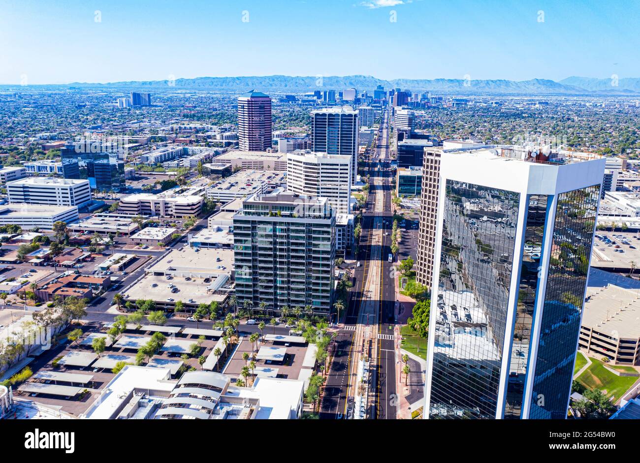 Luftaufnahme der Central Ave in Phoenix Arizona Stockfoto