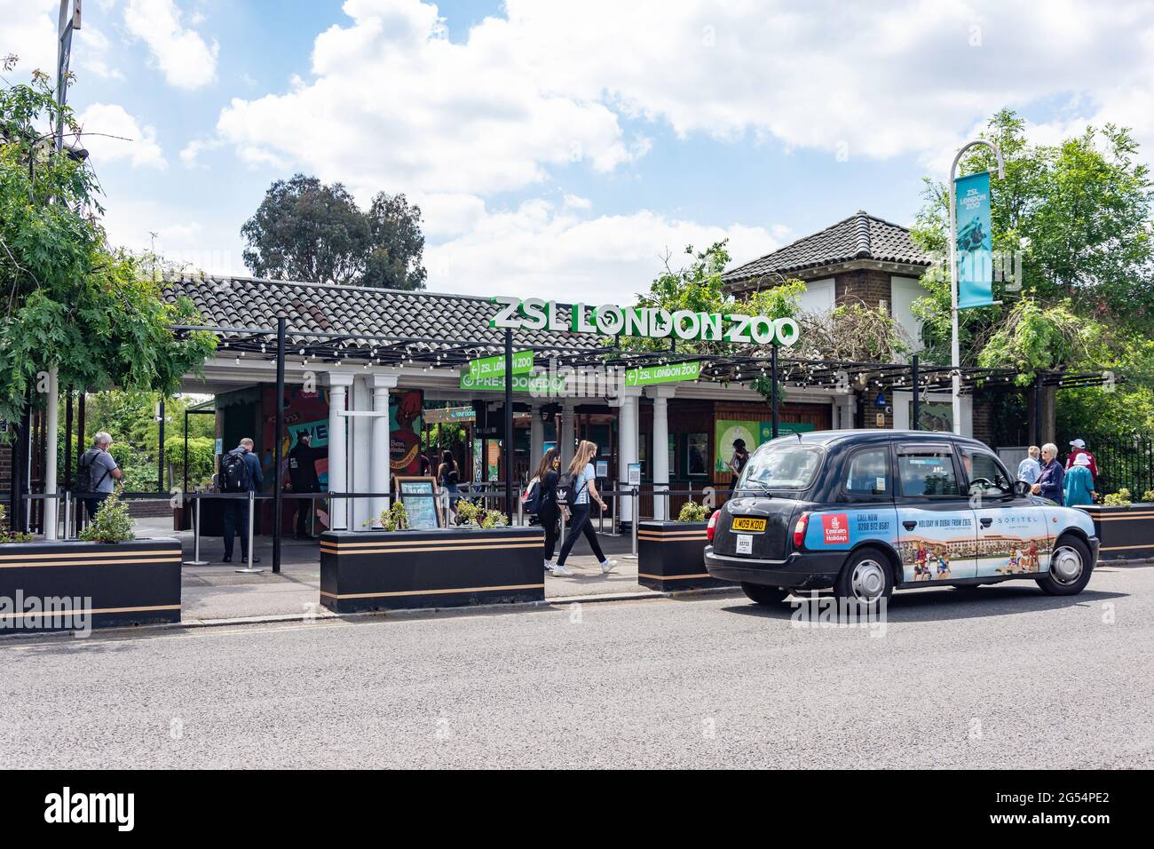 Eintritt zum ZSL London Zoo, Regent's Park, City of Westminster, Greater London, England, Vereinigtes Königreich Stockfoto