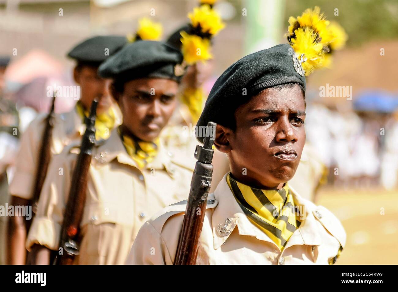 Kadettenschüler in Parade in einer Schule colombo, Sri lanka 29. januar 2019 Stockfoto