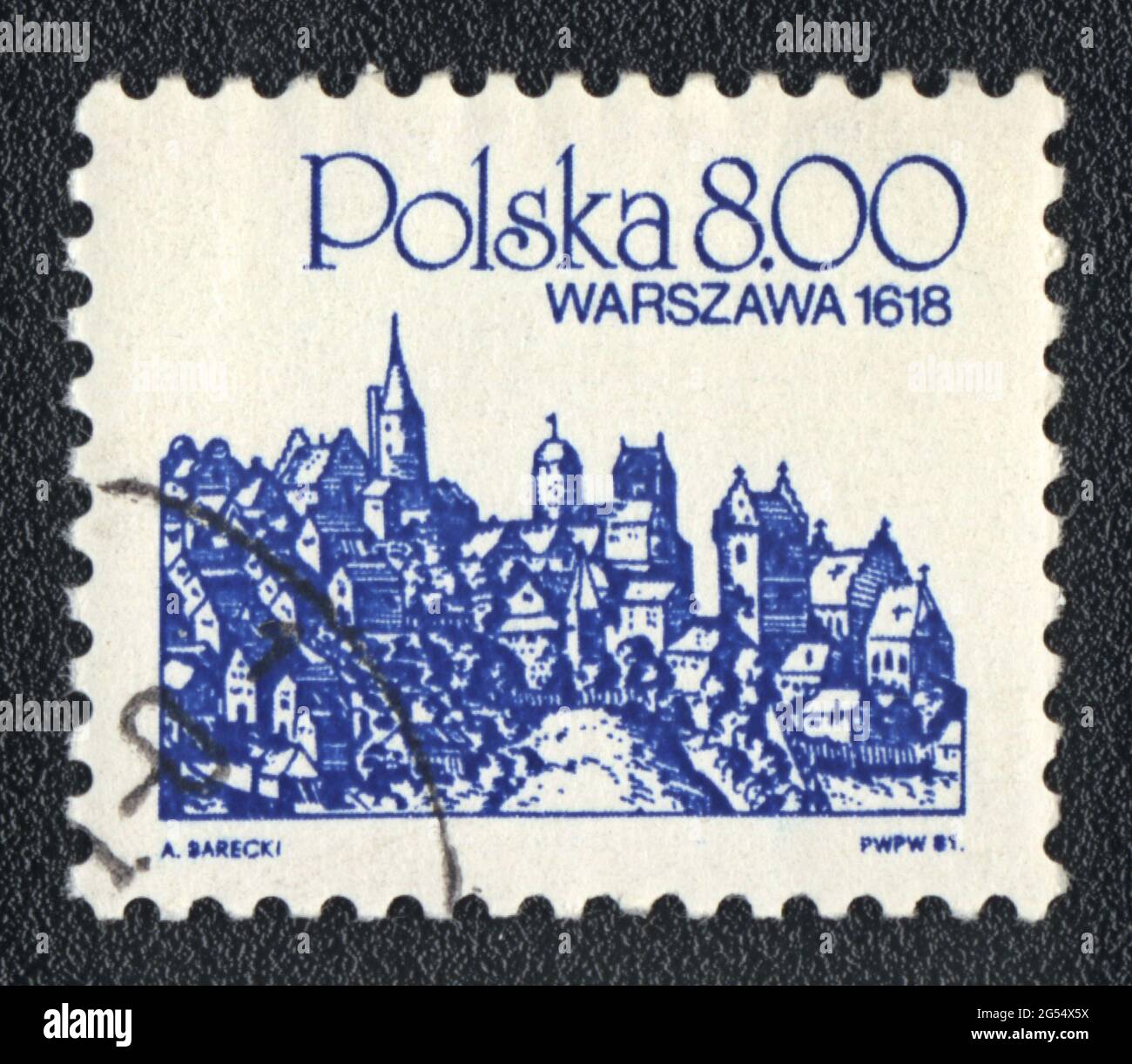 Eine in Polen gedruckte Briefmarke zeigt Warschau 1618, Polen, um 1981 Stockfoto