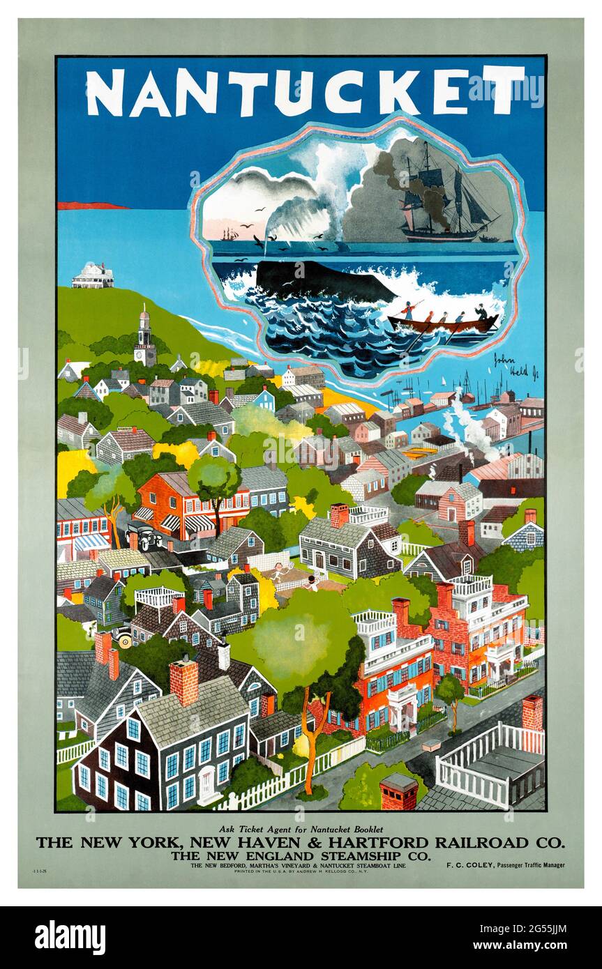 Nantucket von John Held Jr. (1889-1958). Restauriertes Vintage-Poster, das 1925 in den USA veröffentlicht wurde. Stockfoto