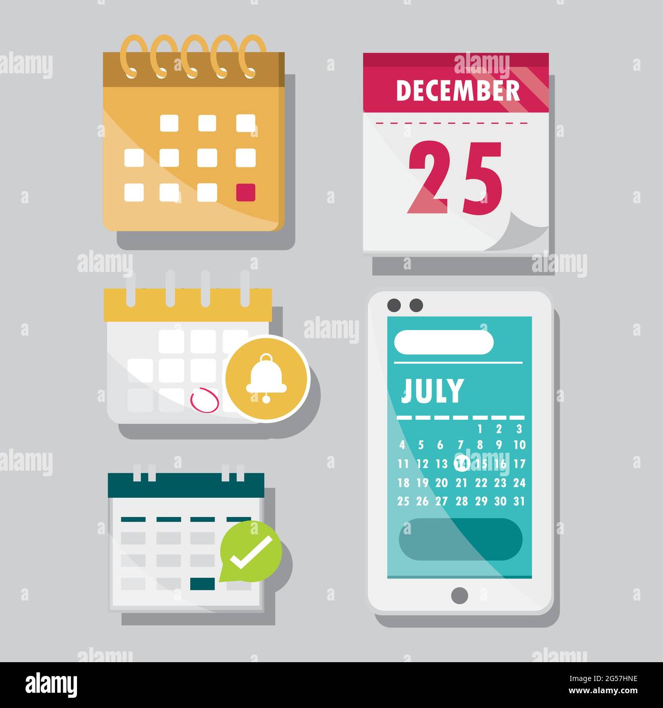 Kalender allgemein und App Stock Vektor