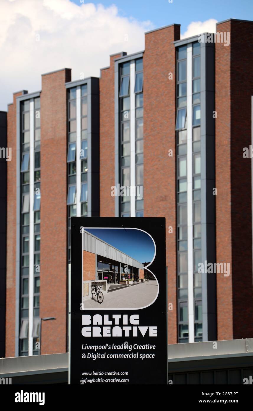 Baltic Creative Zeichen in Liverpool Stockfoto