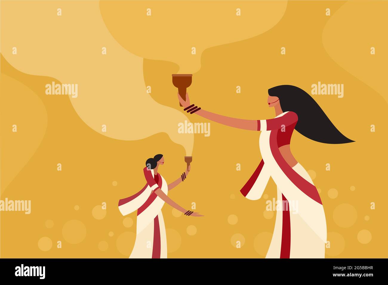Illustration von Menschen, die das Fest von 'Durga Puja' in Indien feiern Stock Vektor