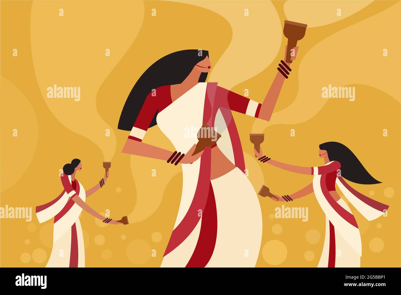 Illustration von Menschen, die das Fest von 'Durga Puja' in Indien feiern Stock Vektor
