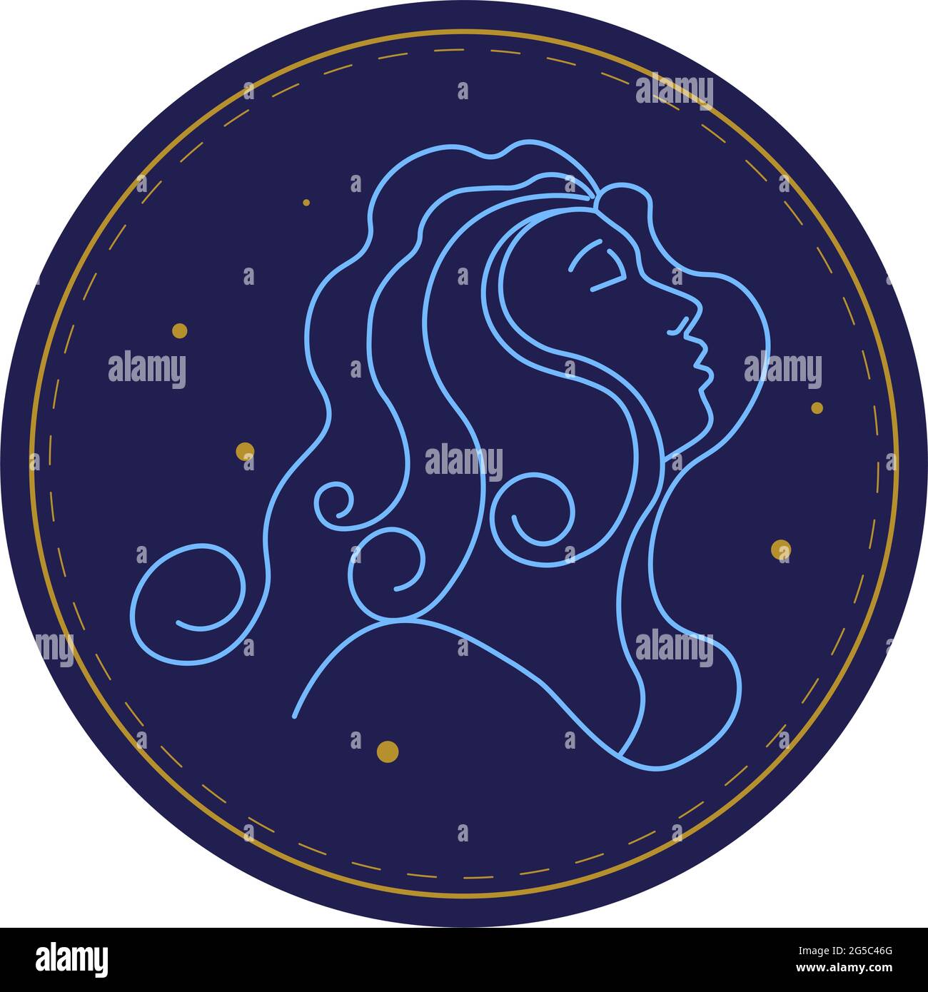 Astrologisches Zeichen Jungfrau, Horoskop-Symbolvektor Stock Vektor