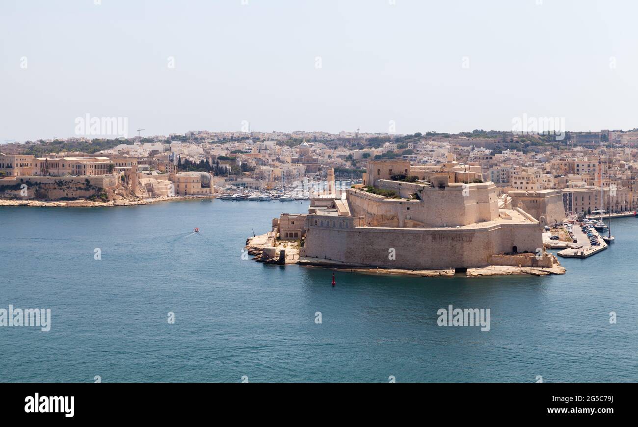 Fort St. Angelo. Ein befestigte Festung in Birgu, Malta. Es wurde ursprünglich im Mittelalter erbaut Stockfoto