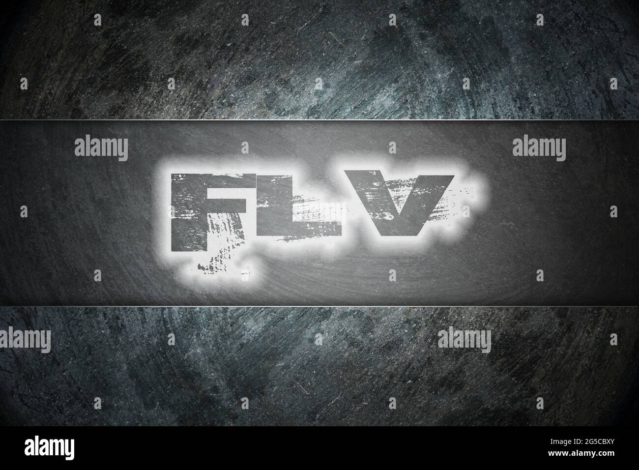 FLV-Text im Hintergrund Stockfoto