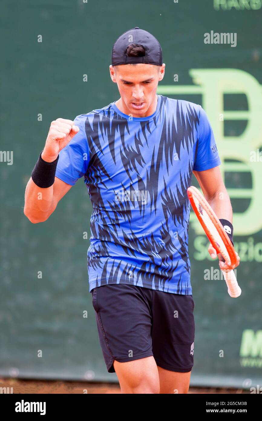 Jubel Coria Federico aus Argentinien beim ATP Challenger Milano 2021, Tennis Internationals, Mailand, Italien, - Foto .LiveMedia/Valerio Origo Stockfoto