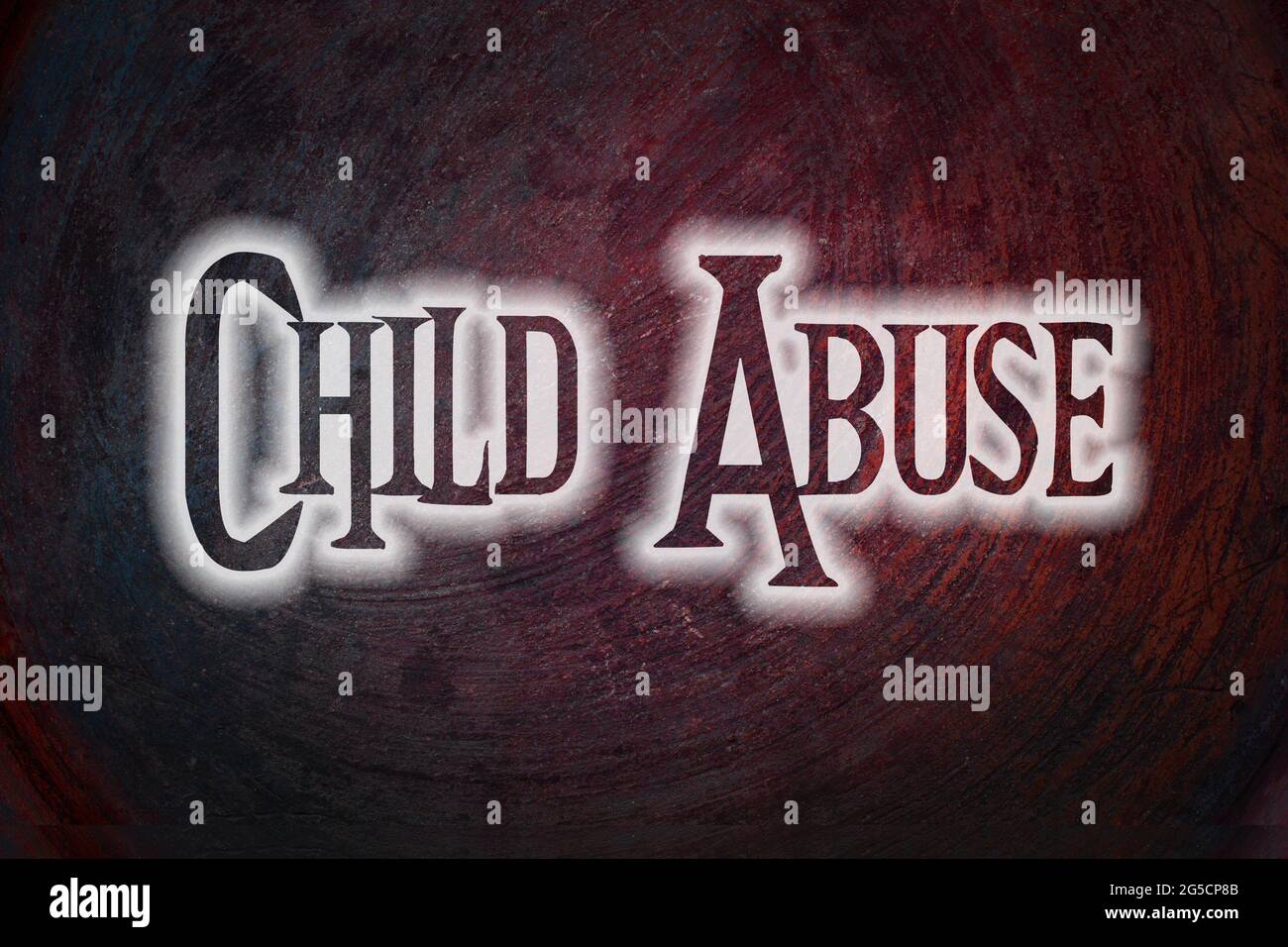 Kindesmissbrauchskonzept Text auf Hintergrund Stockfoto