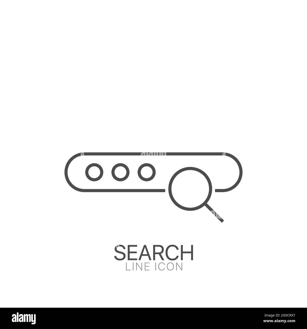 Symbol für den Suchumriss. Editierbares Konturvektor-Schnittstellenelement mit Suchschaltfläche Stock Vektor