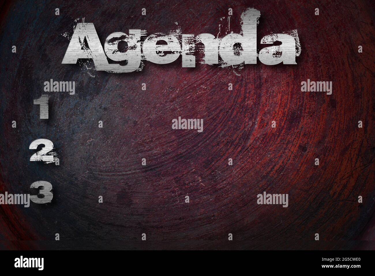 Agenda-Konzept-Text im Hintergrund Stockfoto