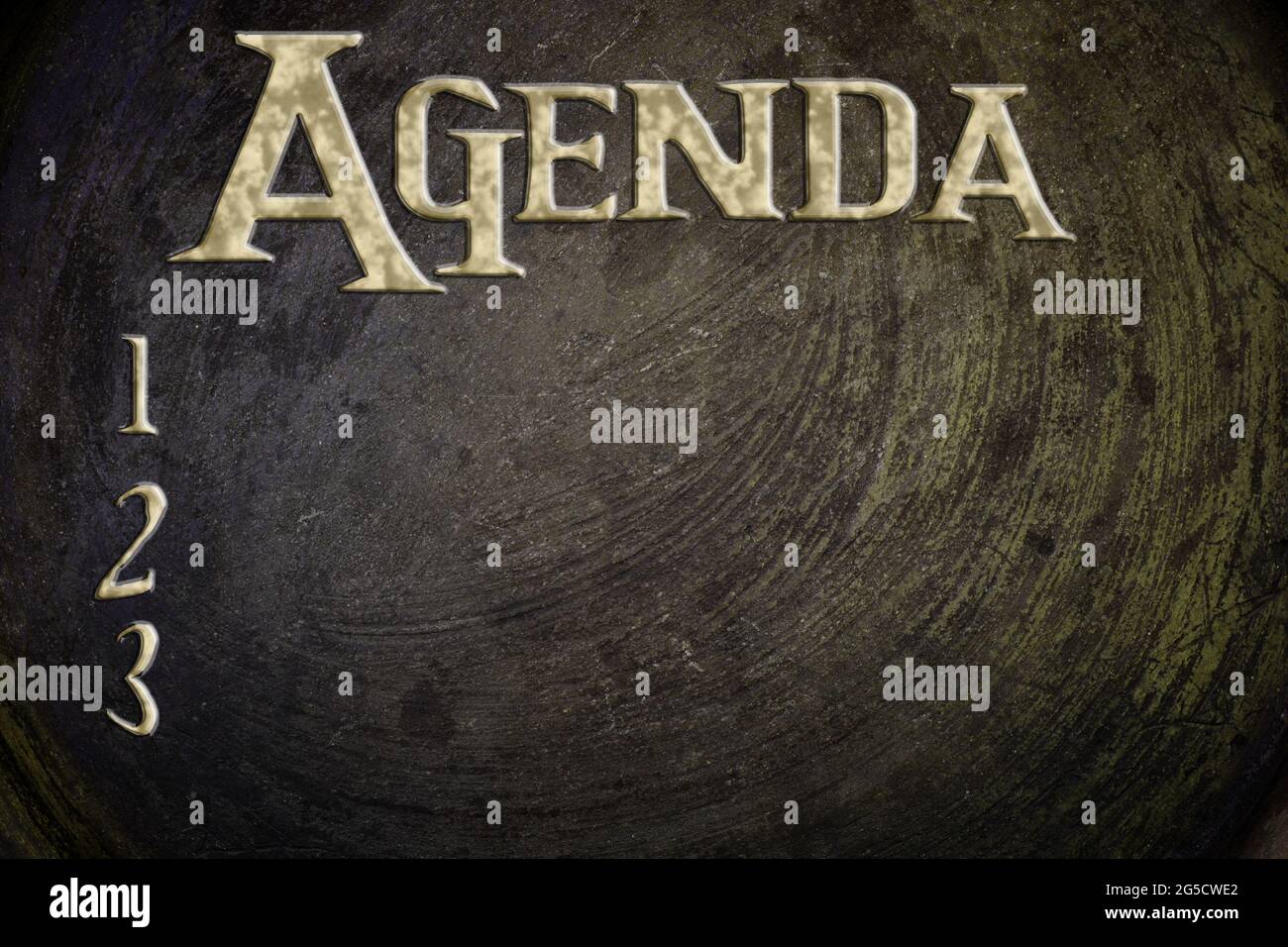 Agenda-Konzept-Text im Hintergrund Stockfoto