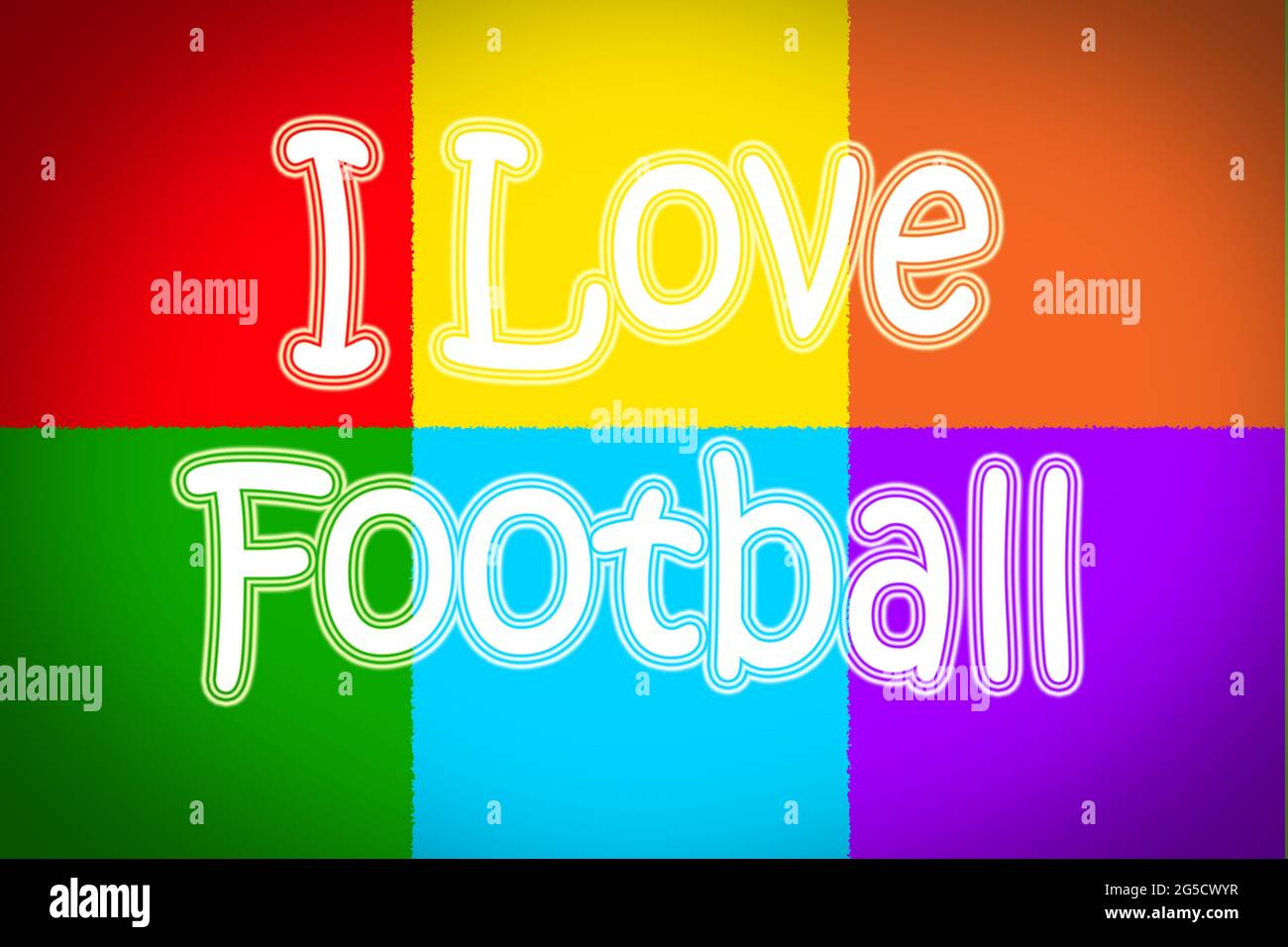 I Love Football Concept Text im Hintergrund Stockfoto