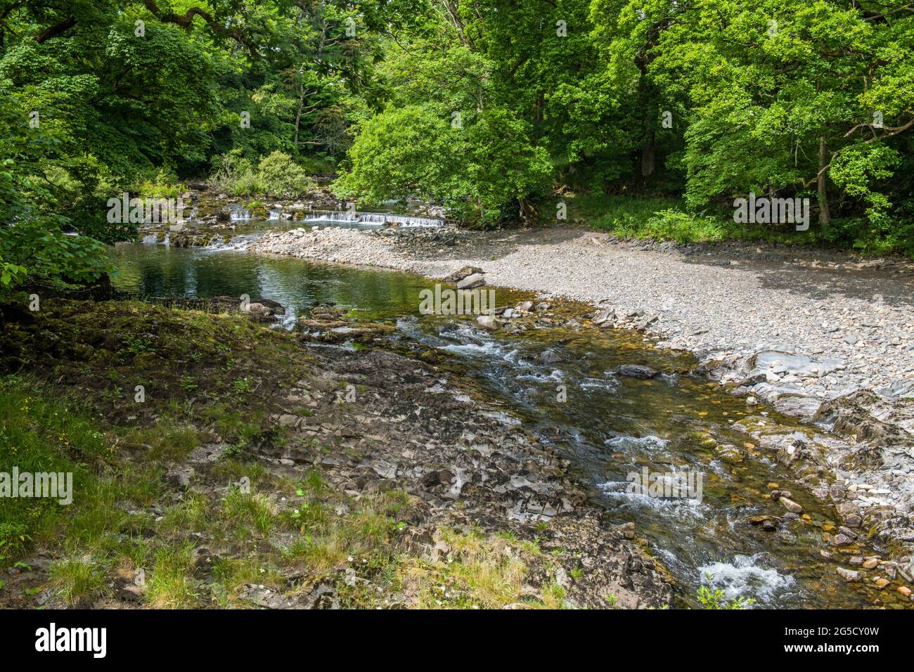River Rawthey in Sedbergh von Birks Fußgängerbrücke Cumbria Stockfoto