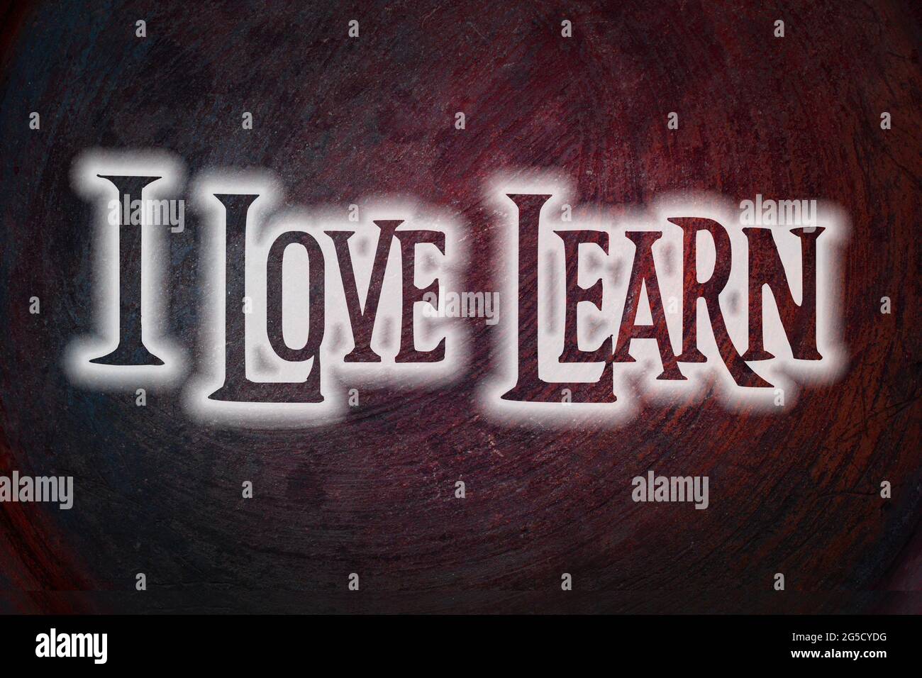 I Love Learn Konzepttext auf Hintergrund Stockfoto