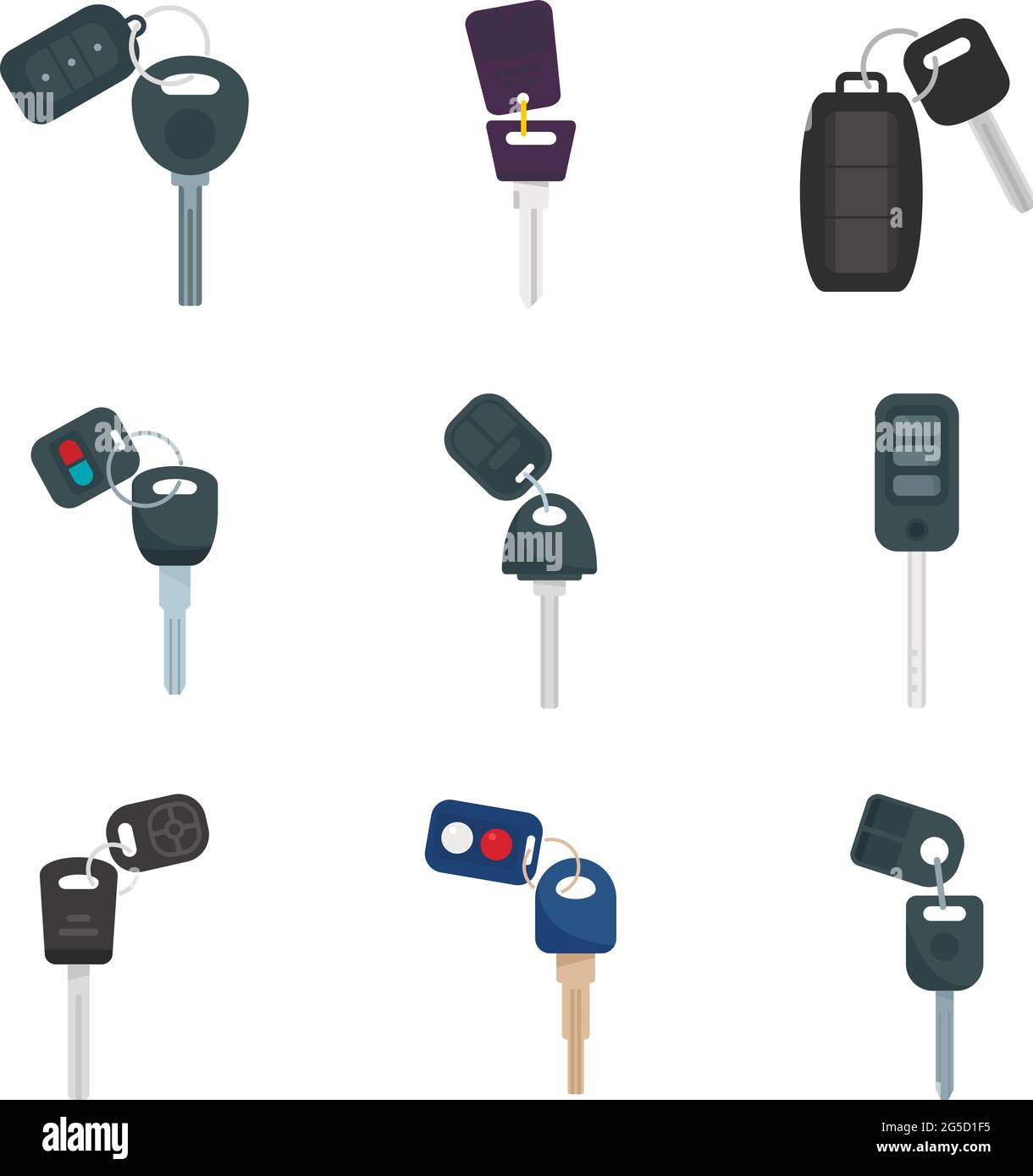 Symbole für Alarmanlage setzen einen flachen Vektor isoliert Stock Vektor