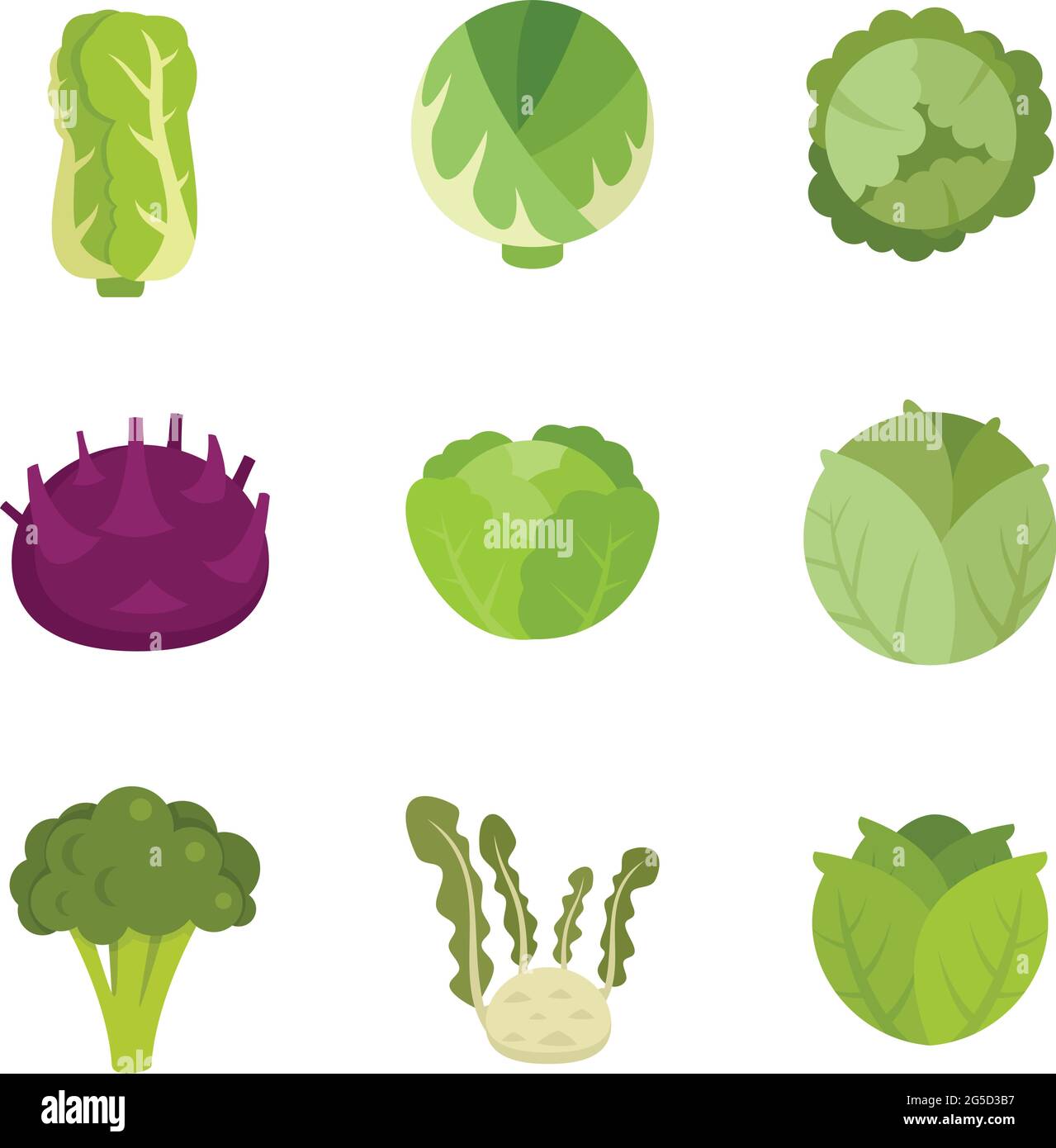 Kohl-Symbole setzen flachen Vektor isoliert Stock Vektor