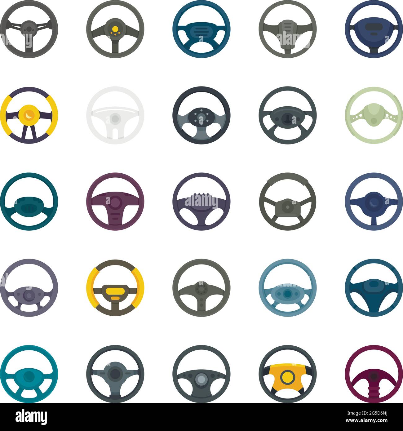 Lenkradsymbole setzen einen flachen Vektor isoliert Stock Vektor