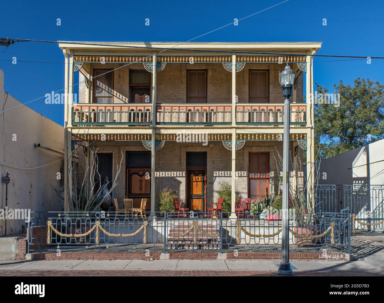 Historisches Haus in San Agustin Plaza, Laredo, Texas, USA Stockfoto