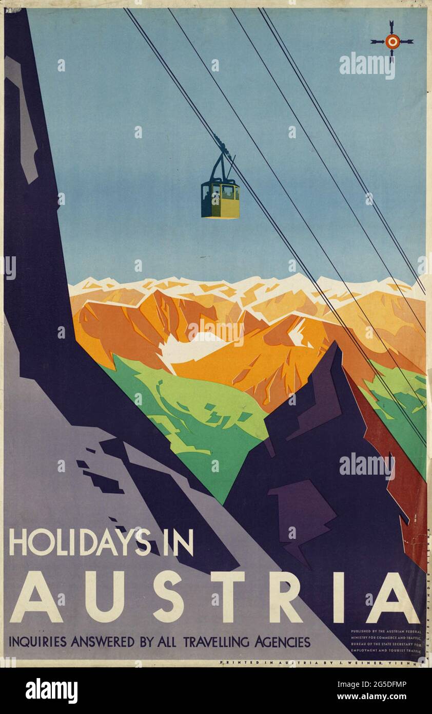 Ein Vintage-Reiseposter für Österreich Stockfoto