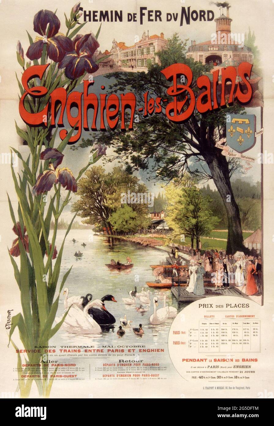 Ein Vintage-Reiseposter für Enghien les Bains, Frankreich Stockfoto