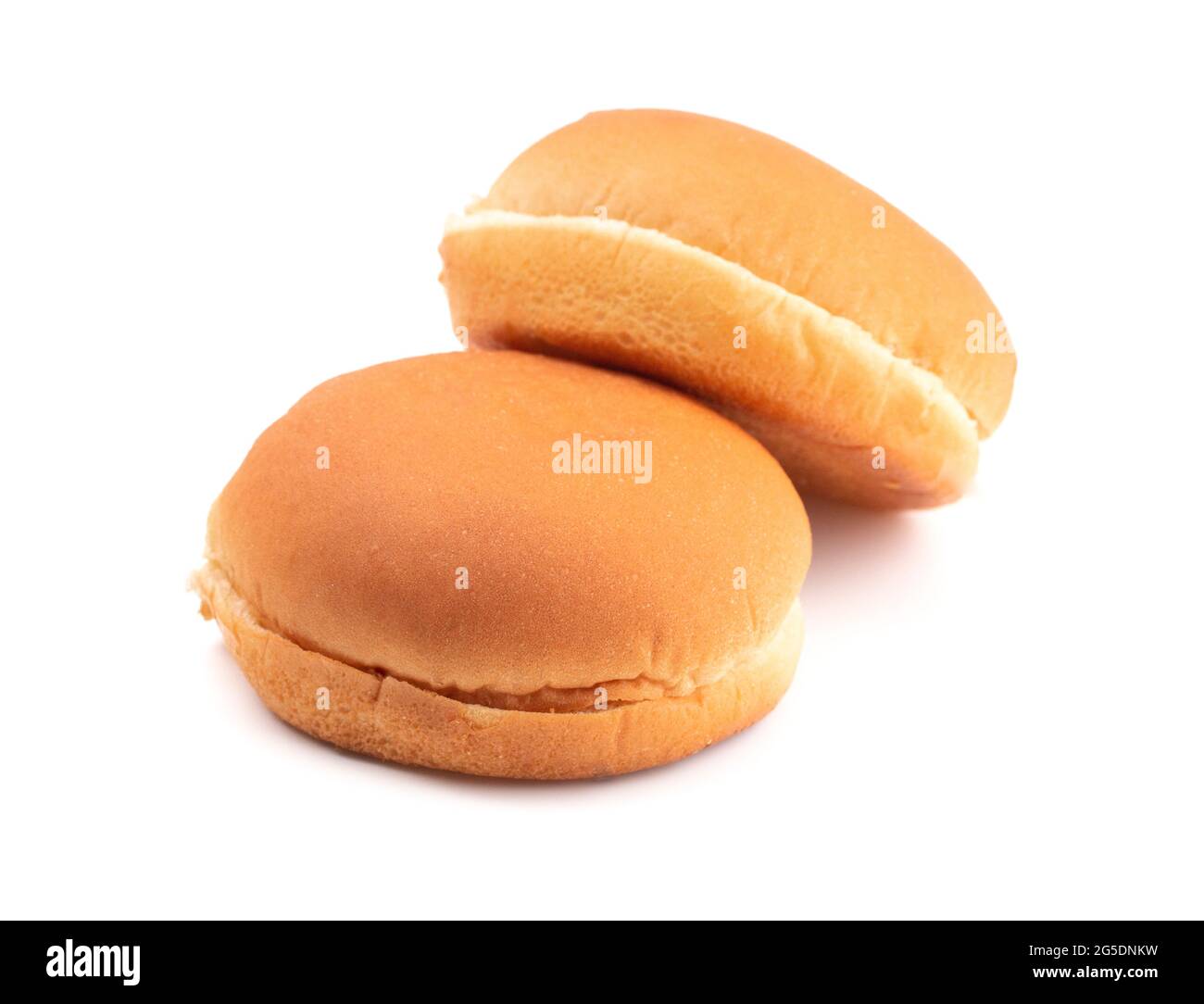 Hamburger Bun auf weißem Hintergrund Stockfoto