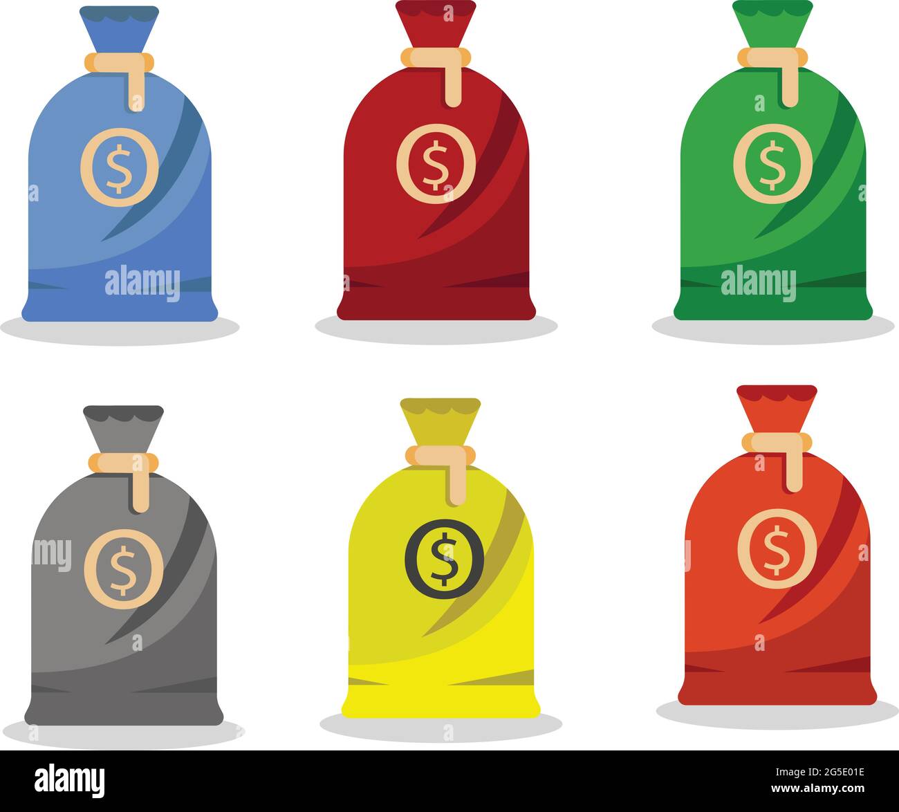 Set aus einem Vektor-Symbol für sechs eps-Geldbeutel. Sechs mehrfarbige Symbole für Geldbeutel. Stock Vektor