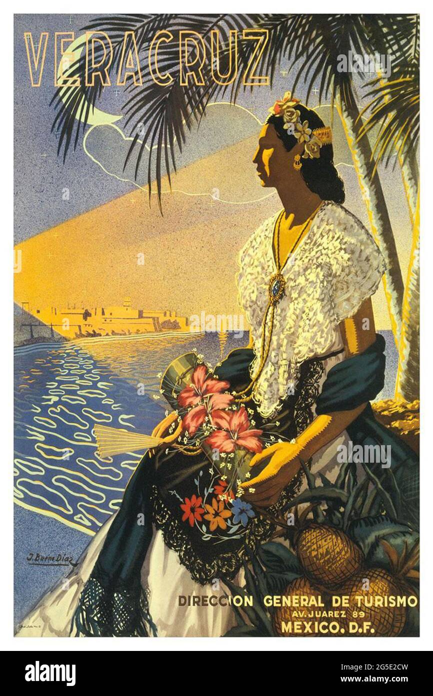 Ein Vintage-Reiseposter für Veracruz in Mexiko Stockfoto