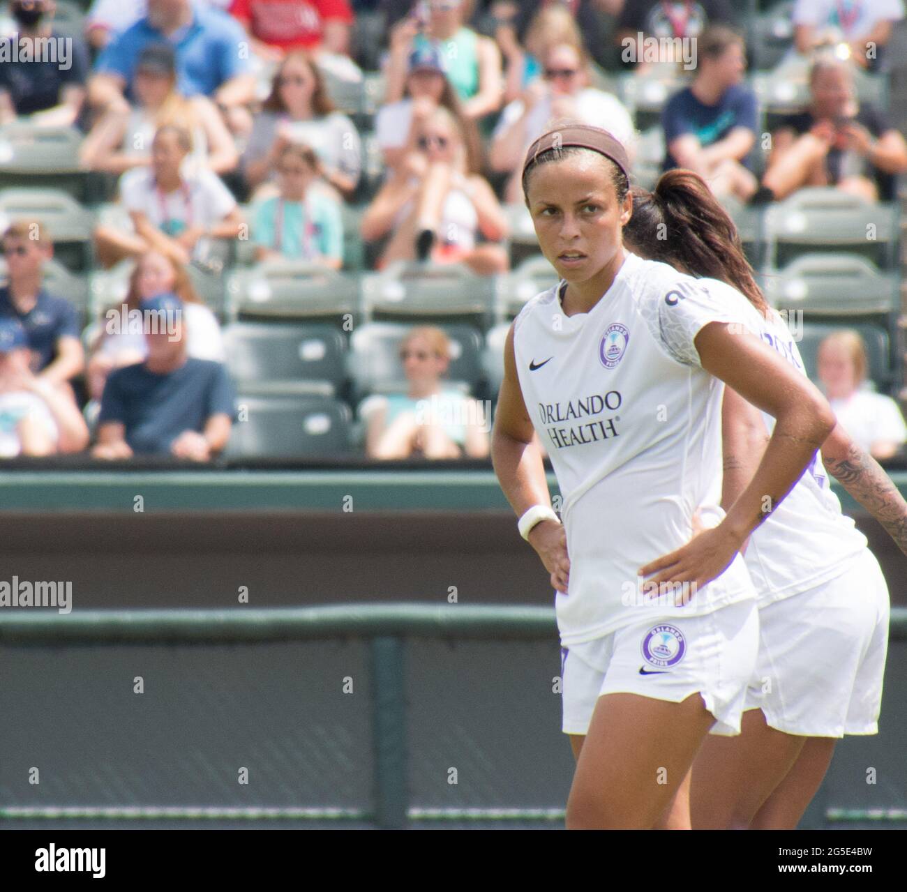 Kansas City, Usa. Juni 2021. Chelsee Washington (27 Orlando Pride) während des Spiels der National Women's Soccer League zwischen Kansas City NWSL und Orlando Pride im Legends Field in Kansas City, Kansas. KEINE KOMMERZIELLE NUTZUNG. Kredit: SPP Sport Pressefoto. /Alamy Live News Stockfoto