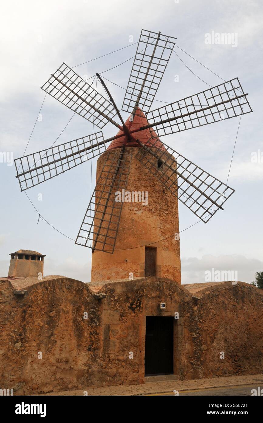 Mulino a Santa Eugenia, Mallorca, Isole Baleari Stockfoto