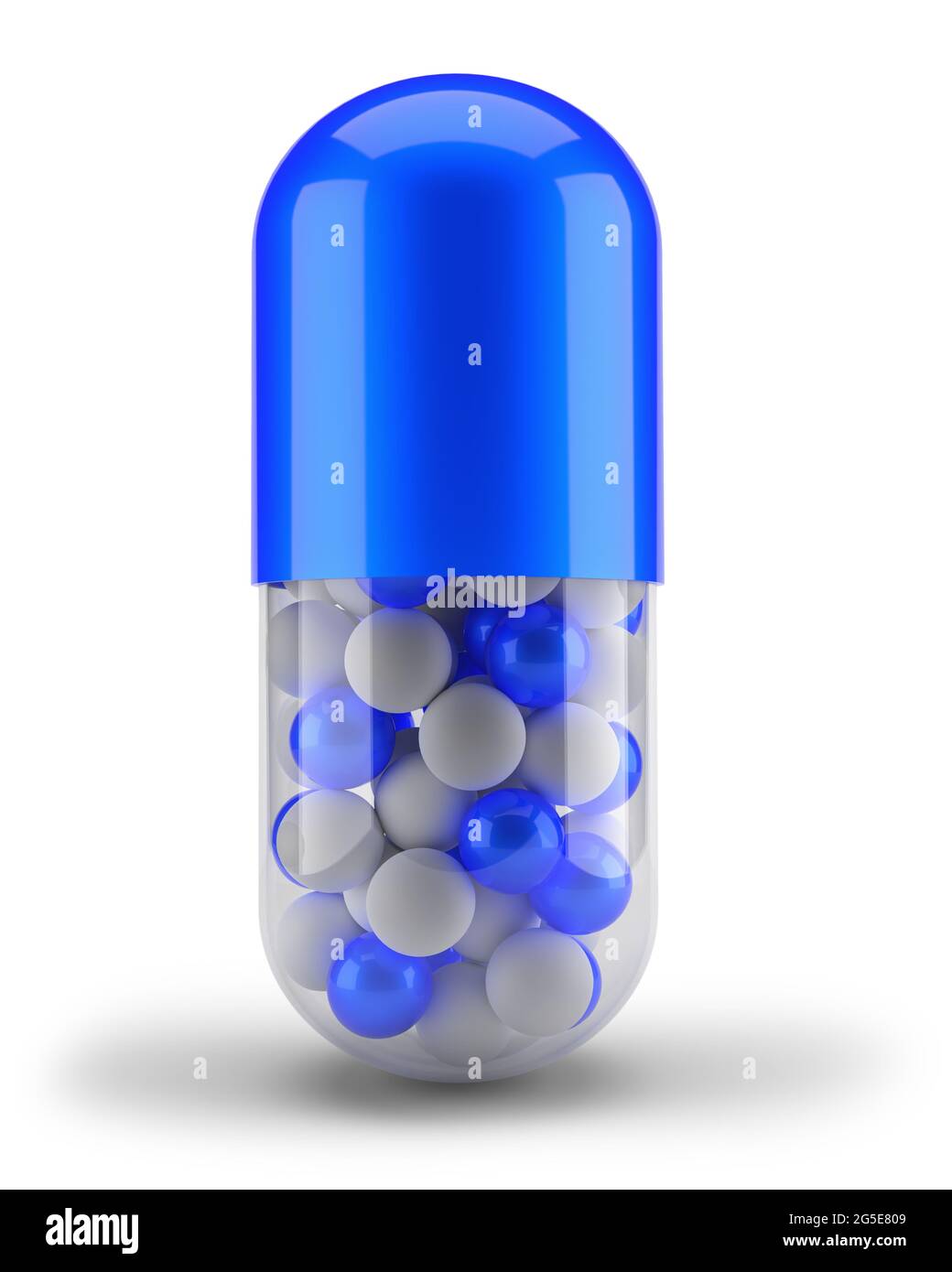 Medizinische Kapsel Form Pillen isoliert auf einem weißen Hintergrund. 3d-Rendering. Stockfoto