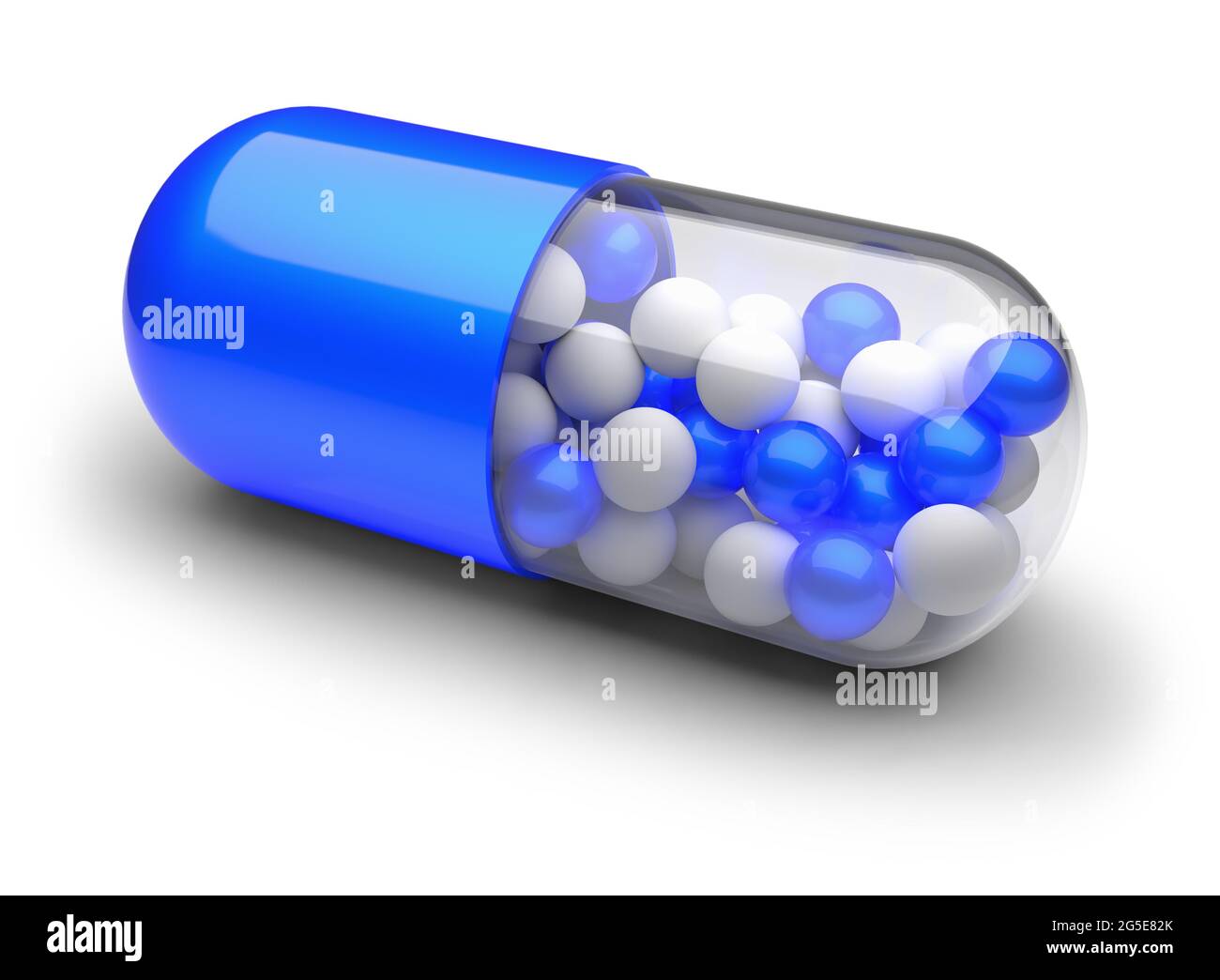 Medizinische Kapsel Form Pillen isoliert auf einem weißen Hintergrund. 3d-Rendering. Stockfoto