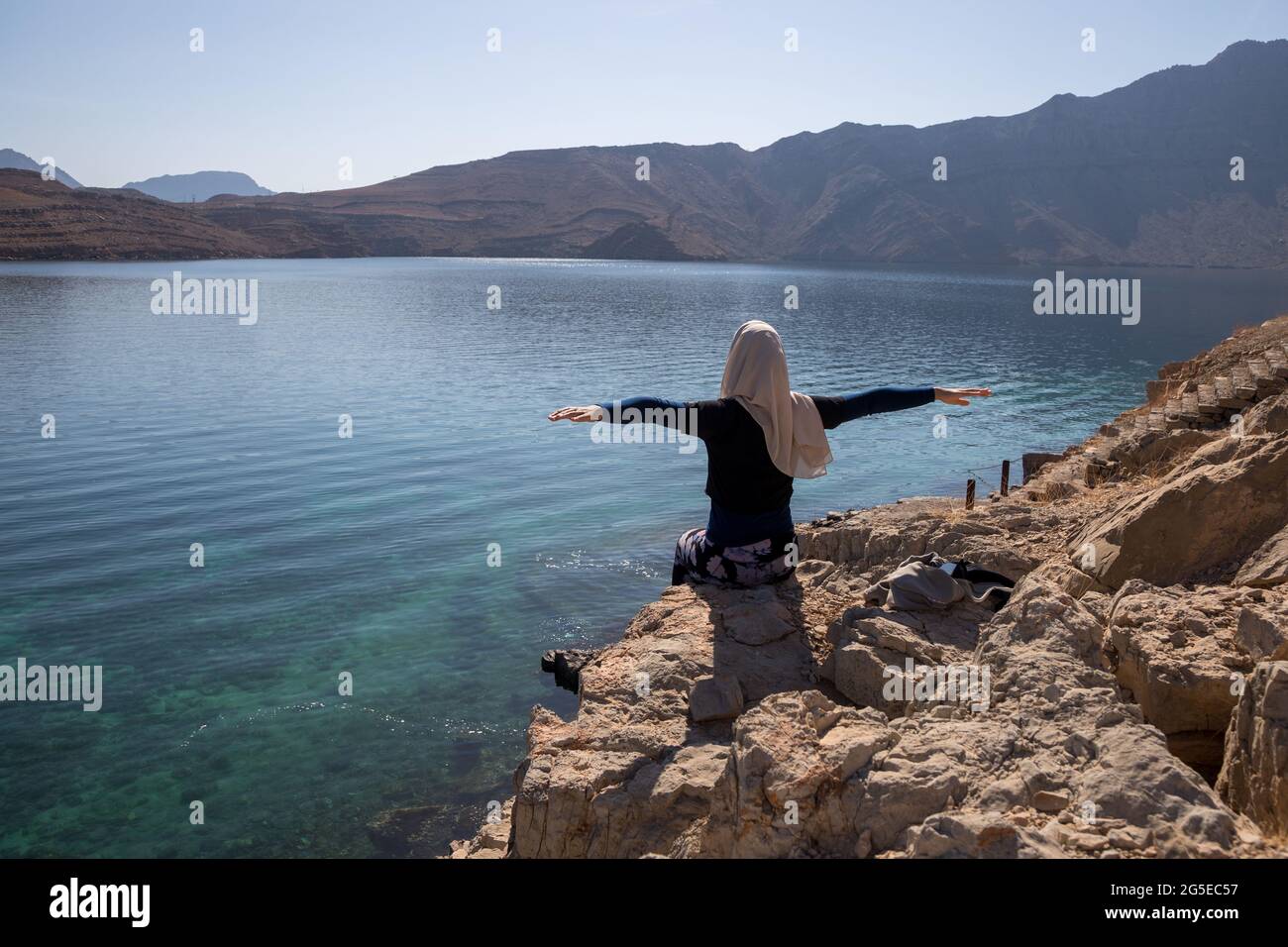 Genießen Sie die Ruhe auf Telegraph Island, Musandam, Oman Stockfoto